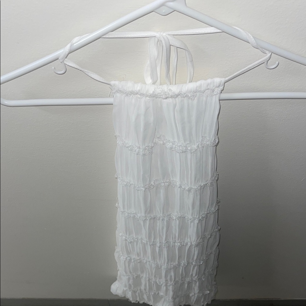 White Ruffled Halter Top